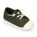 RECYCLED Canvas Kids Sneaker shoes laceless and with toe cap.