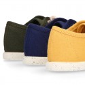 RECYCLED Canvas Kids Sneaker shoes laceless and with toe cap.