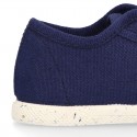 RECYCLED Canvas Kids Sneaker shoes laceless and with toe cap.