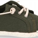 RECYCLED Canvas Kids Sneaker shoes laceless and with toe cap.