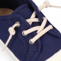 RECYCLED Canvas Kids Sneaker shoes laceless and with toe cap.