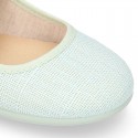 Girl Fashion colors LINEN canvas Ballet Flat shoes angel style with big ribbon closure.