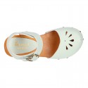 Soft Leather wooden Girl Sandal shoes CLOG style with chopped design.