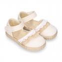 BABY Linen canvas espadrille shoes with laces design.