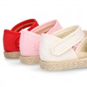 BABY Linen canvas espadrille shoes with laces design.