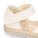 BABY Linen canvas espadrille shoes with laces design.