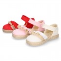 BABY Linen canvas espadrille shoes with laces design.