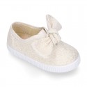 Metal canvas Girl Bamba shoes with sweet BOW design.