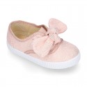 Metal canvas Girl Bamba shoes with sweet BOW design.