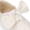 Metal canvas Girl Bamba shoes with sweet BOW design.