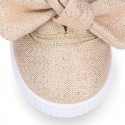 Metal canvas Girl Bamba shoes with sweet BOW design.