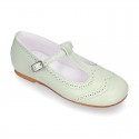 Girl T-Strap Mary Jane shoes in EXTRA SOFT leather with double perforated design.