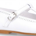 Girl T-Strap Mary Jane shoes in EXTRA SOFT leather with double perforated design.