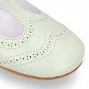 Girl T-Strap Mary Jane shoes in EXTRA SOFT leather with double perforated design.