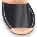 New Menorquina sandals with hook and loop strap in three colors.