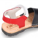 New Menorquina sandals with hook and loop strap in three colors.