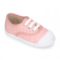 STARS print design cotton canvas Kids sneaker shoes with laces closure and toe cap.