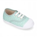 STARS print design cotton canvas Kids sneaker shoes with laces closure and toe cap.