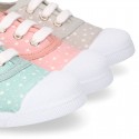 STARS print design cotton canvas Kids sneaker shoes with laces closure and toe cap.