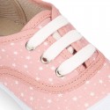 STARS print design cotton canvas Kids sneaker shoes with laces closure and toe cap.