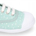 STARS print design cotton canvas Kids sneaker shoes with laces closure and toe cap.