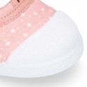 STARS print design cotton canvas Kids sneaker shoes with laces closure and toe cap.