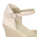 Classic METAL Suede leather wedge women sandals espadrille shoes.