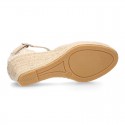 Classic METAL Suede leather wedge women sandals espadrille shoes.