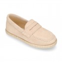 SUEDE LEATHER kids Moccasin shoes espadrille style.