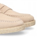 SUEDE LEATHER kids Moccasin shoes espadrille style.