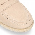 SUEDE LEATHER kids Moccasin shoes espadrille style.