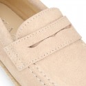 SUEDE LEATHER kids Moccasin shoes espadrille style.