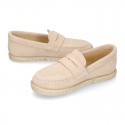 SUEDE LEATHER kids Moccasin shoes espadrille style.