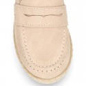 SUEDE LEATHER kids Moccasin shoes espadrille style.