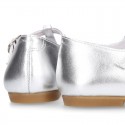 Girl T-Strap Mary Jane shoes in METAL leather with perforated design.