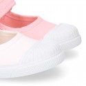 RECY Cotton canvas Girl Mary Jane shoes with toe cap.