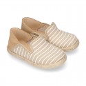 Stripes print Cotton canvas kids espadrille shoes.