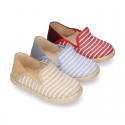 Stripes print Cotton canvas kids espadrille shoes.