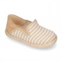 Stripes print Cotton canvas kids espadrille shoes.