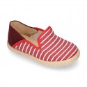 Stripes print Cotton canvas kids espadrille shoes.