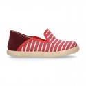 Stripes print Cotton canvas kids espadrille shoes.