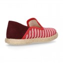 Stripes print Cotton canvas kids espadrille shoes.