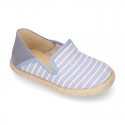 Stripes print Cotton canvas kids espadrille shoes.