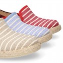 Stripes print Cotton canvas kids espadrille shoes.