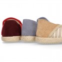 Stripes print Cotton canvas kids espadrille shoes.