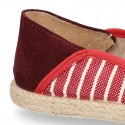 Stripes print Cotton canvas kids espadrille shoes.