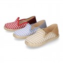 Stripes print Cotton canvas kids espadrille shoes.