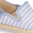 Stripes print Cotton canvas kids espadrille shoes.