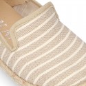 Stripes print Cotton canvas kids espadrille shoes.