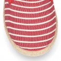 Stripes print Cotton canvas kids espadrille shoes.